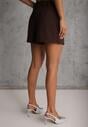 Brązowe Asymetryczne Spódnico-Szorty High Waist Tinetha