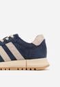 Granatowo-Beżowe Sneakersy ze Skóry Naturalnej z Paskami Kiarre