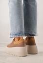 Brązowe Sneakersy na Platformie z Naturalnego Zamszu Latavesa