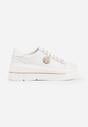 Białe Skórzane Sneakersy na Koturnie Ozdobione Metalicznymi Aplikacjami Acaledice