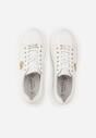 Białe Skórzane Sneakersy na Koturnie Ozdobione Metalicznymi Aplikacjami Acaledice