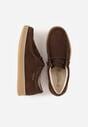 Brązowe Półbuty z Zamszu Naturalnego ze Skórzaną Wkładką i Przeszyciami Oaraneva