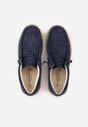 Granatowe Półbuty z Zamszu Naturalnego ze Skórzaną Wkładką i Przeszyciami Oaraneva
