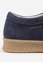 Granatowe Półbuty z Zamszu Naturalnego ze Skórzaną Wkładką i Przeszyciami Oaraneva