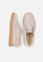 Beżowe Półbuty z Zamszu Naturalnego ze Skórzaną Wkładką i Przeszyciami Oaraneva