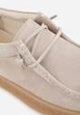 Beżowe Półbuty z Zamszu Naturalnego ze Skórzaną Wkładką i Przeszyciami Oaraneva
