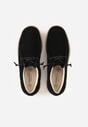 Czarne Półbuty z Zamszu Naturalnego ze Skórzaną Wkładką i Przeszyciami Oaraneva