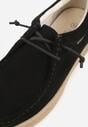 Czarne Półbuty z Zamszu Naturalnego ze Skórzaną Wkładką i Przeszyciami Oaraneva