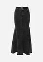 Czarna Spódnica Syrenka z Bawełny Jeansowa High Waist z Paskiem Appala