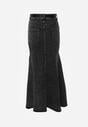 Czarna Spódnica Syrenka z Bawełny Jeansowa High Waist z Paskiem Appala