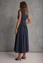 Granatowa Bawełniano-Wiskozowa Sukienka Koszulowa Bez Rękawów z Paskiem Athithoe
