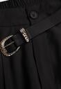 Czarne Garniturowe Spodnie Szerokie z Wiskozy z Paskiem Moun