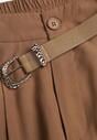 Brązowe Garniturowe Spodnie Szerokie z Wiskozy z Paskiem Moun