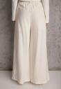 Białe Garniturowe Spodnie Szerokie z Wiskozy z Paskiem Moun
