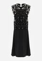 Czarna Bawełniano-Wiskozowa Sukienka Slip Dress z Ozdobną Narzutką Sagossia