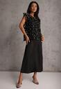 Czarna Bawełniano-Wiskozowa Sukienka Slip Dress z Ozdobną Narzutką Sagossia