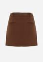 Brązowa Spódnica z Bawełną o Dopasowanym Kroju z Paskiem i Podszewką-Szortami Vitia
