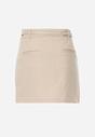 Beżowa Spódnica z Bawełną o Dopasowanym Kroju z Paskiem i Podszewką-Szortami Vitia