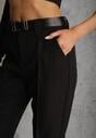Czarne Spodnie High Waist o Fasonie Cygaretek z Paskiem ze Sprzączką Glaclea