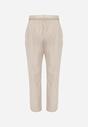 Beżowe Spodnie High Waist o Fasonie Cygaretek z Paskiem ze Sprzączką Glaclea