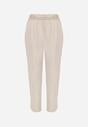 Beżowe Spodnie Cygaretki High Waist z Paskiem z Klamrą w Kształcie Półksięzyca Vikinai