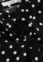 Czarna Falbaniasta Koszula z Wiskozy w Kropki ze Stójką Aegista
