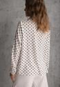 Biała Falbaniasta Koszula z Wiskozy w Kropki ze Stójką Aegista