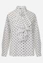 Biała Falbaniasta Koszula z Wiskozy w Kropki ze Stójką Aegista
