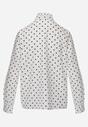Biała Falbaniasta Koszula z Wiskozy w Kropki ze Stójką Aegista