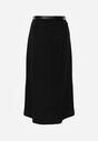 Czarna Rozkloszowana Spódnica z Wiskozy Zdobiona Rozcięciem i Paskiem Urilia