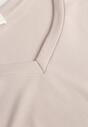 Beżowy Wiskozowy T-shirt z Dekoltem V Eupharis