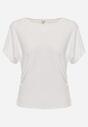 Biały Wiskozowy T-shirt z Dekoltem V Eupharis