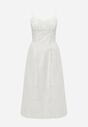 Biała Rozkloszowana Sukienka z Bawełny na Ramiączka Zdobiona Haftem Adozaphaura