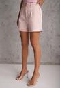 Różowe Szorty High Waist w Eleganckim Stylu z Cienkim Paskiem ze Sprzączką Rissarie