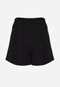 Czarne Spódnico-Szorty High Waist Ozdobione Metaliczną Aplikacją i Paskiem Retness