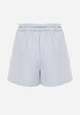 Niebieskie Spódnico-Szorty High Waist Ozdobione Metaliczną Aplikacją i Paskiem Retness