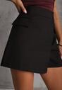 Czarne Asymetryczne Spódnico-Szorty z Bawełną i Imitacją Kieszeni Tinabel