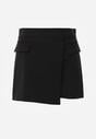 Czarne Asymetryczne Spódnico-Szorty z Bawełną i Imitacją Kieszeni Tinabel