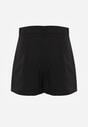 Czarne Asymetryczne Spódnico-Szorty z Bawełną i Imitacją Kieszeni Tinabel