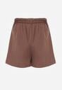Brązowe Szorty Ozdobione Paskiem i Metaliczną Klamrą Tinalin