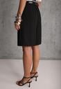 Czarne Szorty Bermudy Eleganckie z Paskiem High Waist Rhodissa