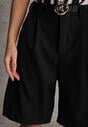 Czarne Szorty Bermudy Eleganckie z Paskiem High Waist Rhodissa