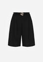 Czarne Szorty Bermudy Eleganckie z Paskiem High Waist Rhodissa