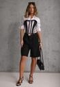 Czarne Szorty Bermudy Eleganckie z Paskiem High Waist Rhodissa