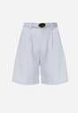 Niebieskie Szorty Bermudy Eleganckie z Paskiem High Waist Rhodissa