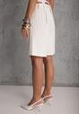 Białe Szorty Bermudy Eleganckie z Paskiem High Waist Rhodissa