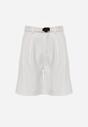 Białe Szorty Bermudy Eleganckie z Paskiem High Waist Rhodissa