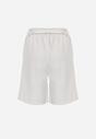 Białe Szorty Bermudy Eleganckie z Paskiem High Waist Rhodissa