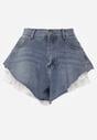 Niebieskie Jeansowe Szorty z Bawełny Ozdobione Falbanami Kassyllis