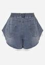 Niebieskie Jeansowe Szorty z Bawełny Ozdobione Falbanami Kassyllis